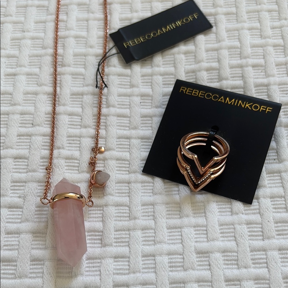 Rebecca Minkoff Pink and Gold Jewelry Set